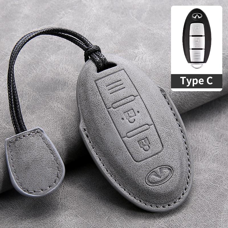 Leather Car Key Cover Case for Infiniti Q50L QX50 QX60 QX55 Q70 Q70L Q30 QX30 QX70 ESQ XQ80 XQ60 Q60S Car Key Rope Keyring