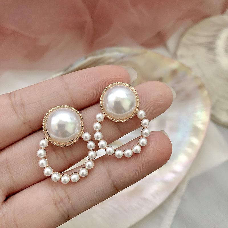 Korean Simple Stud Earrings Temperament Sweet Pearl Flower Earrings Female Jewelry