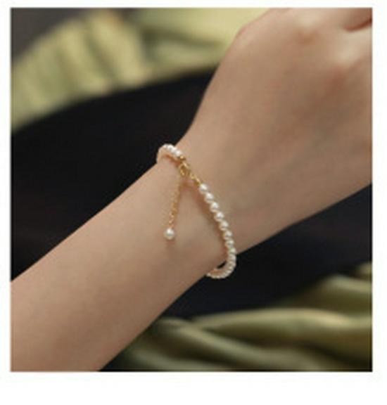 Браслет из натурального жемчуга нежно-розового цвета Shijia - Стиль национальной волны, легкая роскошь