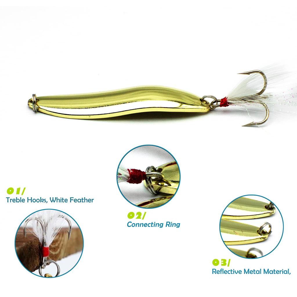 22 г рыболовная блесна для приманки в соленой воде тройной крючок из твердого металла спиннербейт кастинговая блесна золотая для лосося окуня 20 шт.