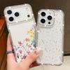 Противоударный чехол из ТПУ с цветочным принтом для iPhone 17 Pro Max 16e 16 15 14 13 15 Pro 17 ТПУ Блестящий бриллиант Мягкий силиконовый чехол для телефона