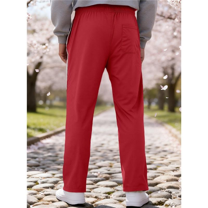 Men's Striped Track Pants Summer Casual Straight Leg Athletic Pants Elastic Waist Joggers
