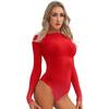 Women's Sheer Mesh Tummy Control Shapewear Leotard Bodysuit Tops T Shirt Rompers Nightwear