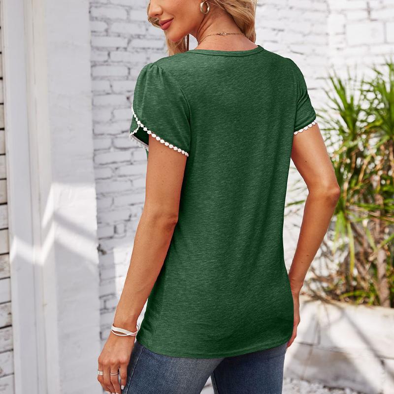 Women's Blouse with Short Sleeve Round Neck Loose Casual T-shirt