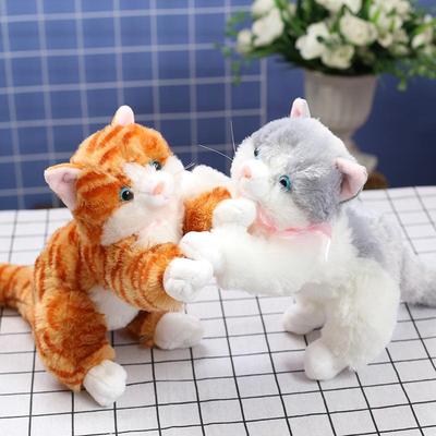 Мяукающая музыкальная плюшевая игрушка-кошка - Лежащая кукла-котенок в подарок на день рождения ребенка