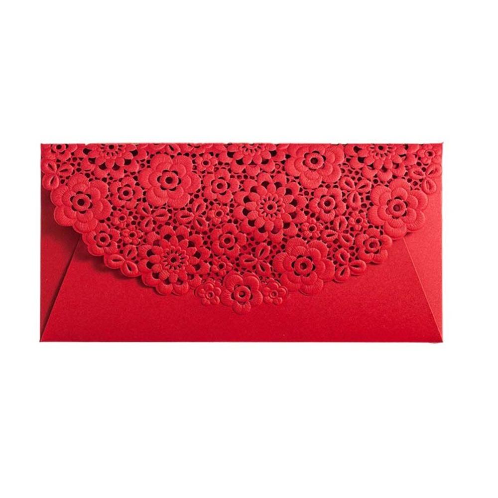 6pcs Creative Laser Engraving Chinese Red Envelopes Hollow Embossed Lucky Money Bag Three-dimensional Rectangular Red Packet