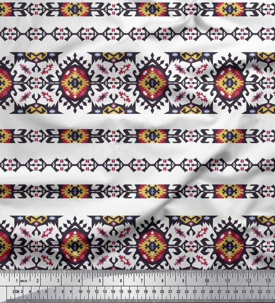 Soimoi Японская креп-сатиновая ткань Ацтекская юго-западная печатная ткань 1 метр 42 дюйма