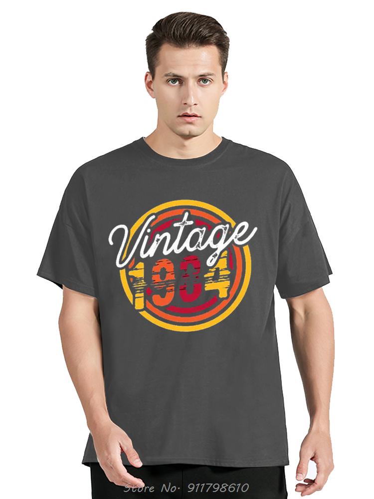 Винтажные хлопковые футболки на день рождения 1984 года для одежды оверсайз с коротким рукавом, ретро-футболка, одежда для мужчин, топы, футболки