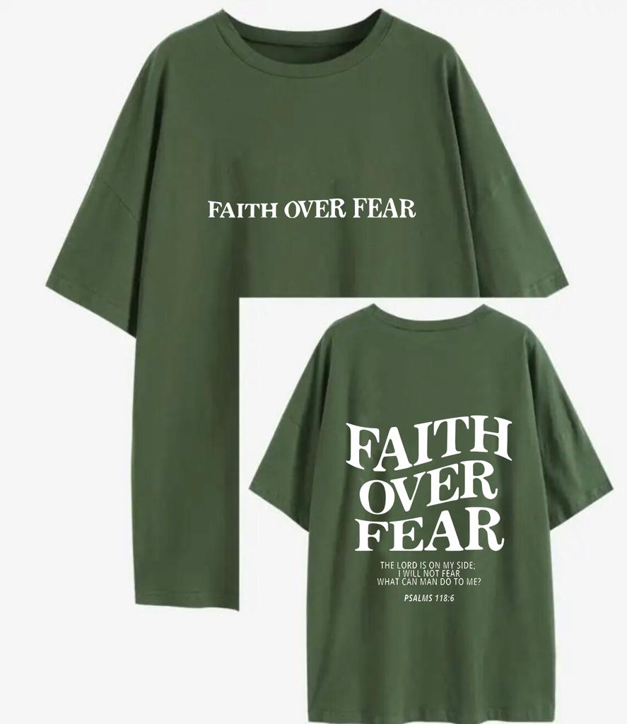 Faith Over Fear Letter Printing Women Men T-Shirts Breathable Cotton Clothes Summer Street Tee Shirts Casual Oversize Streetwear