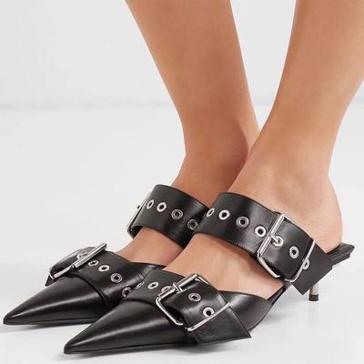 Новые сандалии на шпильке, женские тапочки на низком каблуке с острым носком, женская обувь-мюллер, обувь для ленивых, женские пикантные сандалии De Las Mujeres