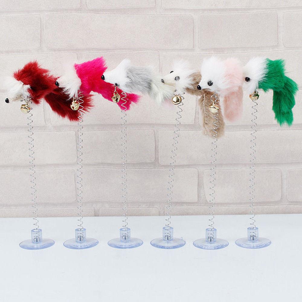 Забавная Царапающая Плюшевая Кошечка Присоска Снизу Игрушки для Домашних Кошек Перо Искусственная Мышь