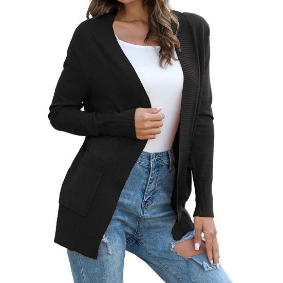 Кардиган Теплый с Открытой Передней Частью Повседневный Вязаный Осень Зима Женский Кардиган для Свиданий