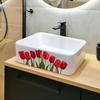 1PC Floral Bathroom Wall Sticker, Self-Adhesive Removable Waterproof Backsplash Decal for Sink Area Kitchen Home Decor