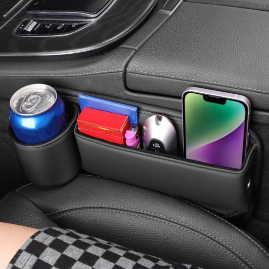 Подстаканник из искусственной кожи для автомобиля, сумка для зазора между сиденьями, органайзер для заполнения зазоров между сиденьями с подстаканником для воды, сумка для хранения зазоров между сиденьями с подстаканником