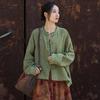Women Chinese Style Shirts Solid Color Long Sleeve Button Loose Autumn Vintage Cotton Linen Women Shirts Tops