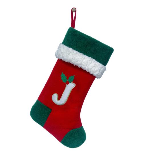 18 Inches Monogram Christmas Stockings with Letters Embroidered Initials Xmas Hanging Stockings for Fireplace Christmas Party Decoration