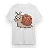 Women's T-shirt With Cute Little Snail Print White 100% Cotton Oversized Tops