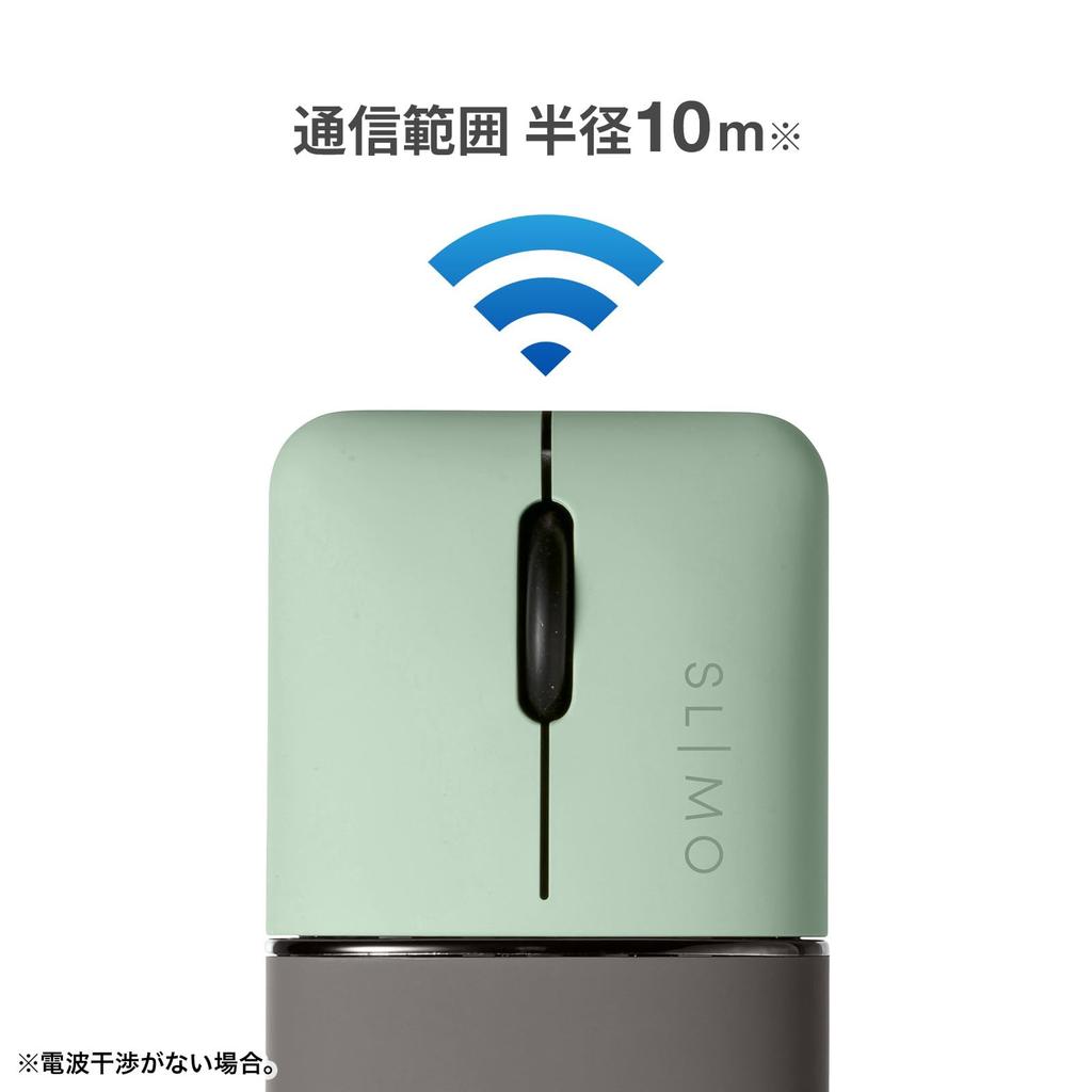 SANWA SUPPLY Беспроводная комбинированная мышь Silent Wireless Blue LED, тонкая, SLIMO/зеленая (перезаряжаемый) MA-WBBS310G