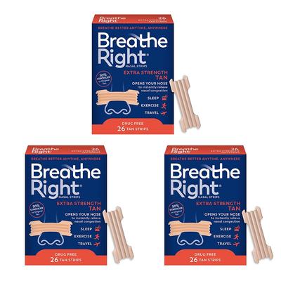 Breathe Right, Назальные полоски Extra Strength Tan, Stop Snoring, Натуральное средство от храпа и мгновенное облегчение заложенности носа