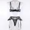 2023 European and American Embroidered Ruffle Lingerie Set with Steel Ring