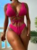 Push Up Women Bikini High Waist Two Pieces Bikinis Set Bandage Swimsuits Female Swimwear Ribbed Bathing Suit Beachwear Biquini