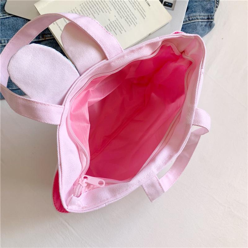 Милая холщовая сумка-тоут для ланча с кроличьими ушками и цветочной мелодией