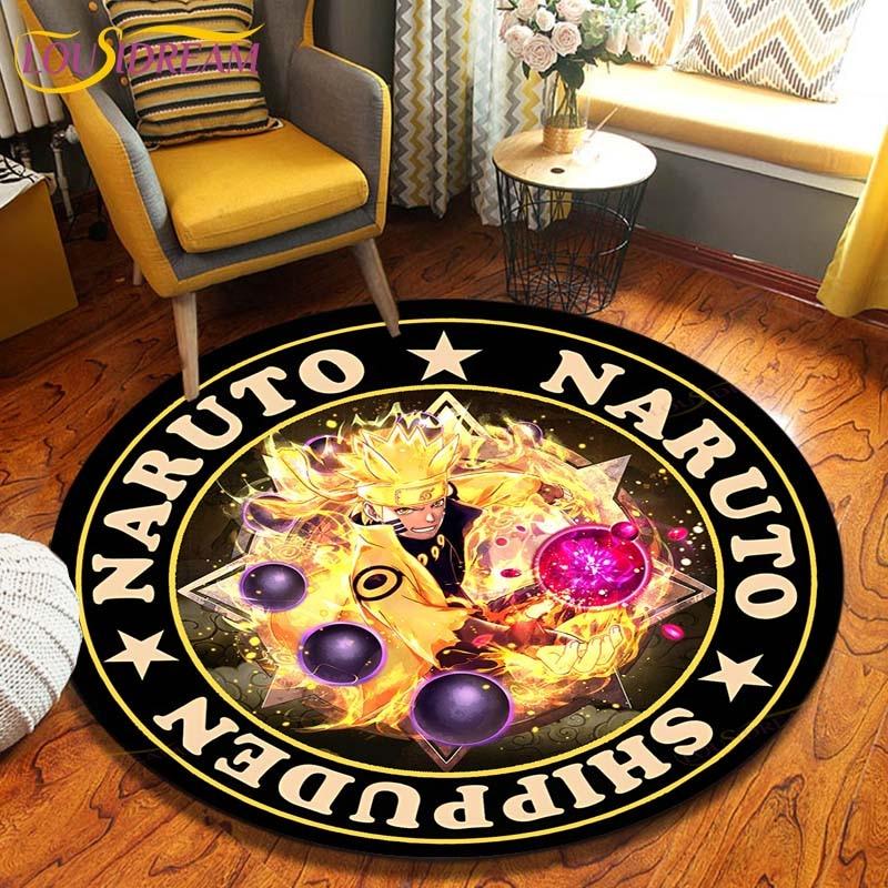 Круглый ковер в стиле аниме «Наруто», напольный коврик для спальни, фланелевый ковер с животными, противоскользящий детский игровой коврик, декоративные коврики для детской комнаты