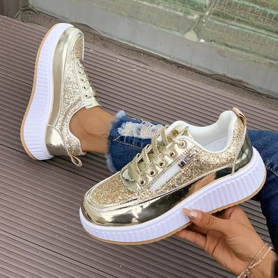 Женские кроссовки на платформе Осень Новые Повседневные Спортивные туфли для женщин Уличные Толстая подошва Удобные Кроссовки на плоской подошве Женские