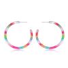 European American C-shaped Rainbow Acrylic Earrings Vibrant Alloy Jewelry