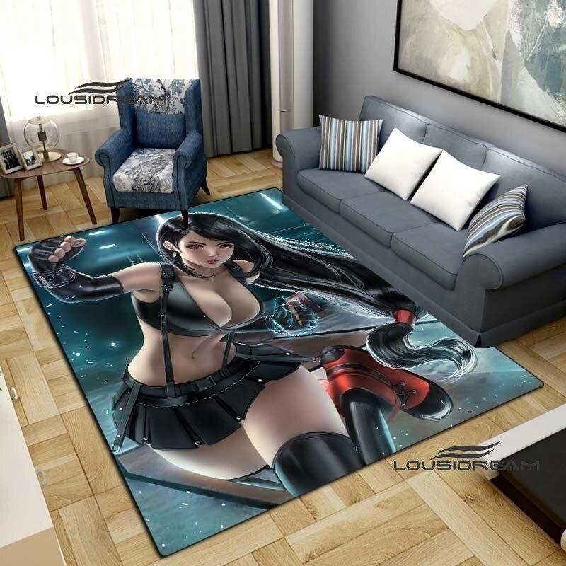 Сексуальные ковры и ковер Tifa Aerith, аниме, сексуальный художественный квадратный коврик для гостиной, спальни, большой площади, мягкий ковер, домашний коврик для детской комнаты