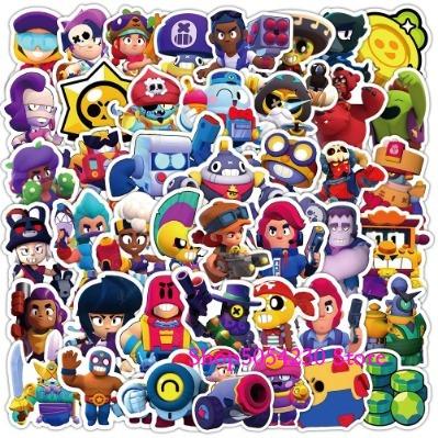 Brawl Stars Party Decoration Balloons Happy Birthday Banner Game Background Cake Topper Stickers Disposable Tableware Keychain