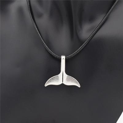 Модное антикварное серебряное цветное животное, хвост кита, подвеска, кожаный шнур, цепочка, ожерелье для мужчин и женщин, уникальные ювелирные изделия, подарки