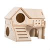 Hamster House and Hideout Multi Chamber Wooden Exploration Toy with Ladder, Cage Accessories