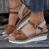 Fashion Plus Size Women's Sandals 2024 New Summer Fashion Buckle Peep Toe Platform Wedge Sandals Outdoor Beach Sandals Sandalias Mujer