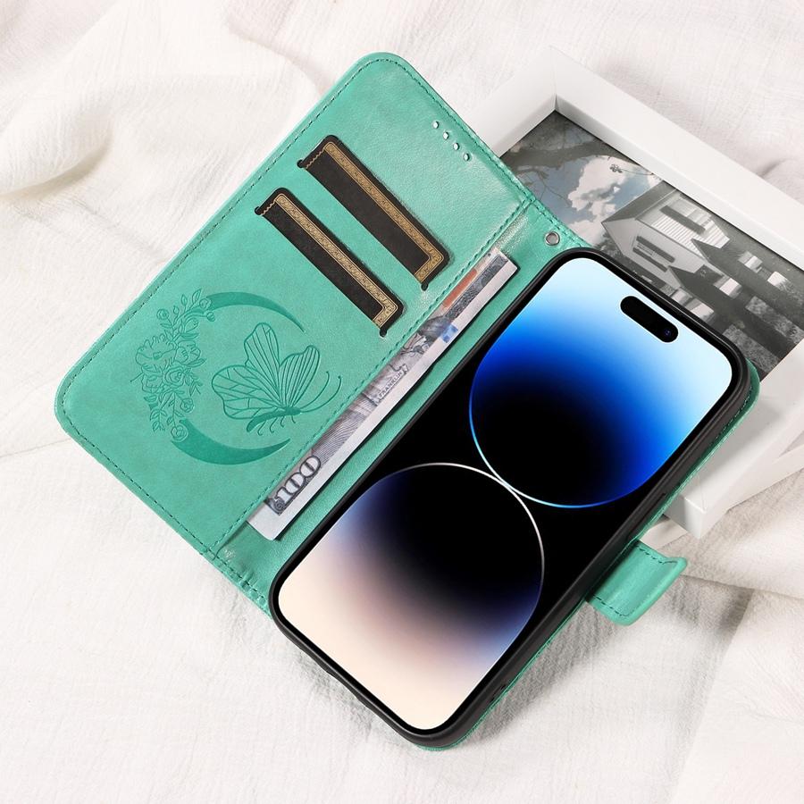 Чехол для телефона из кожи с тиснением в виде бабочки для OPPO A80 A60 A79 A78 A58 A38 A94 A93 Realme C67 C65 C61 C55 C53 C33 C21, чехол-кошелек с браслетом