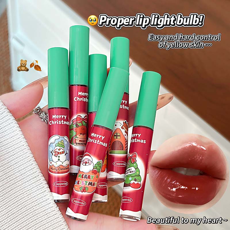 CAPPUVINI Рождественский сюрприз Набор из 6 жидких помад Матовый вельвет Стойкие Праздничные цвета Подарок для праздничной вечеринки 12 г