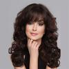 Synthetic Hair Long Wavy Wigs for Women Natural Wave Wig with Side Bangs Dark Brown Wigs Drag Queen Wig Cosplay Roleplay Daily