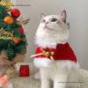 Рождественский комплект из накидки и шапки для питомца: Теплая праздничная одежда для кошек и маленьких собак