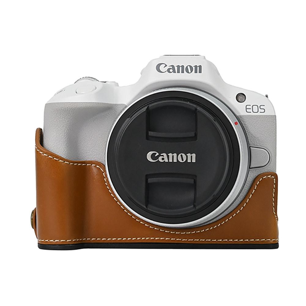 R100 Масло Кожа PU Кожа Чехол Половина Корпуса Камеры для Canon EOS R50 R100 Открытие Батареи Нижняя Крышка