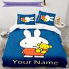 3pcs Miffy3 Cover Set - Personalized Name, HD Printed Bedding with 1 Cover and 2 Pillowcases - Perfect for Home Decor, Easy Care