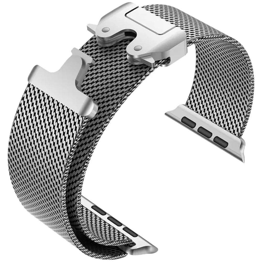 Миланская петля для ремешка Apple Watch Band Ultra 2 49 мм 46 мм 45 мм 44 мм 42 мм из нержавеющей стали для IWatch Series 10 9 8 7 6 5 4
