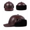High Quality Genuine Leather Hats Winter First Layer Cowhide Warm Earmuffs Bomber Caps Plus Velvet Thicken Man Bone Caps Dad Hat