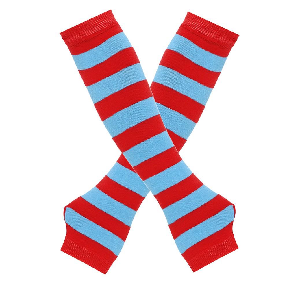 32СМ Темно-полосатые вязаные митенки - Осенне-зимний стиль