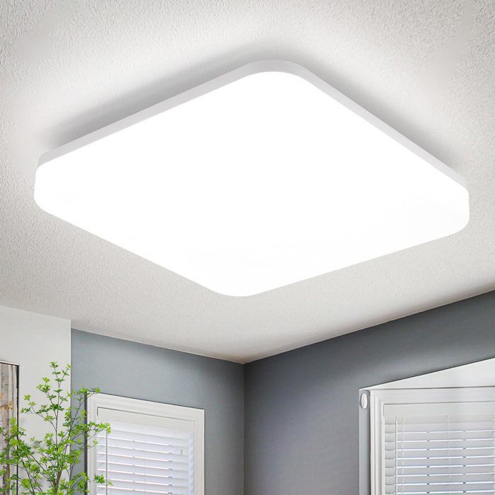 Plafonnier LED NETTLIFE Plafonnier plat 22 cm carré 18 W 5000 K (blanc froid)