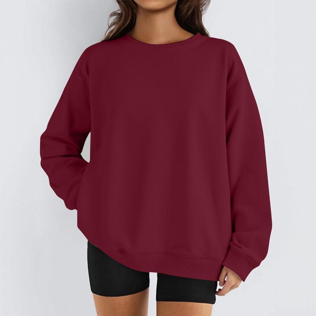 Женские зимние топы, женская толстовка с длинным рукавом, повседневная, с круглым вырезом, свободный крой, флисовые топы Pollover