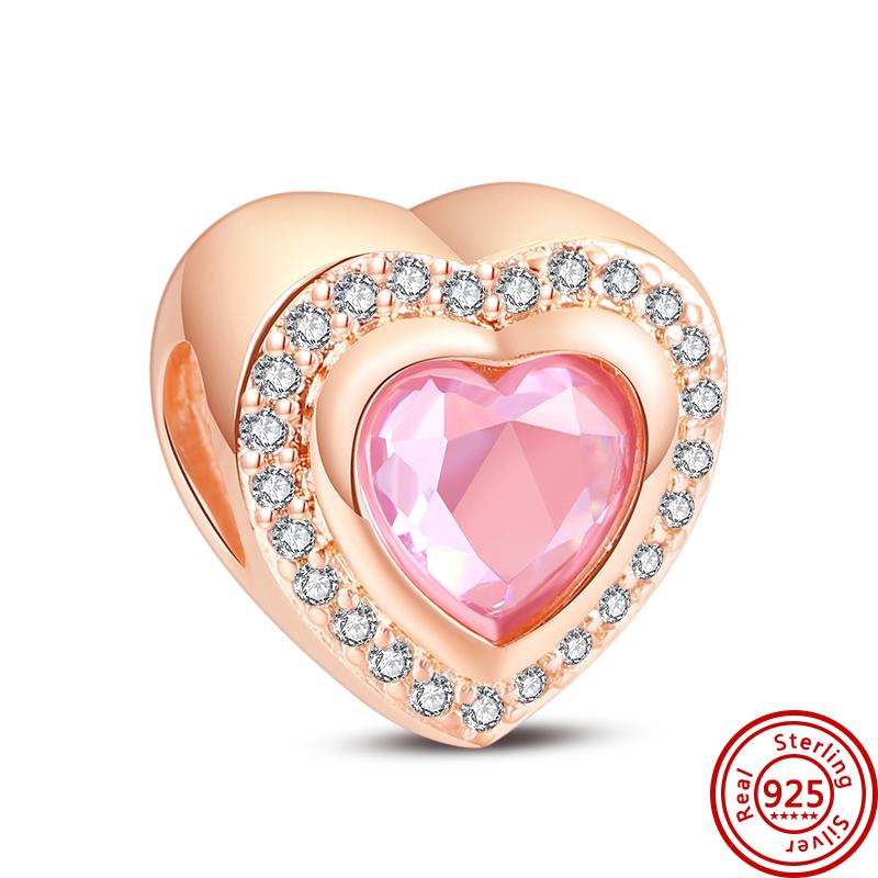 Новая розовая серия, бусины с принтом лапы и бабочки в форме сердца, мама навсегда любовь, подходят оригинальные подвески, ювелирные изделия из серебра 925 пробы