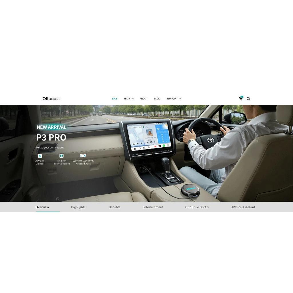 Ottocast OttoAibox P3 Pro AI Box Беспроводной CarPlay Android Auto QCM 6225 HDMI YouTube Netflix Видео для Benz VW Ford Toyota