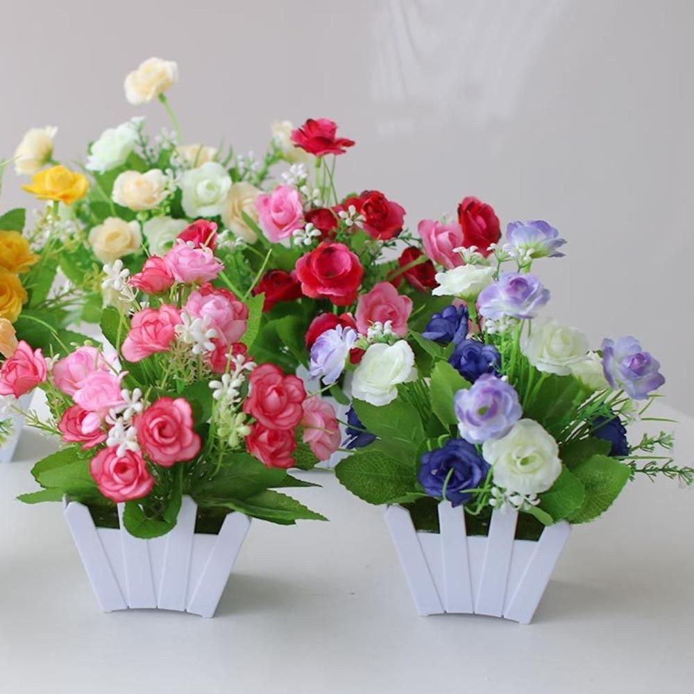 Fence Artificial Potted Flowers Simulation Bonsai New Plastic Fake Flower Living Room Ornaments