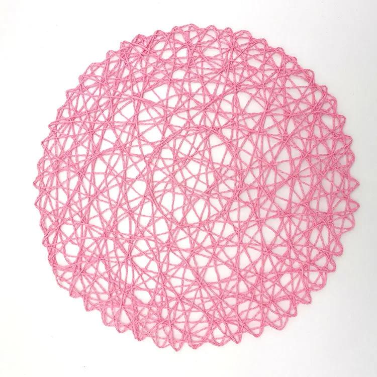 Круглые плетеные бумажные подставки под тарелки Деревянные Термостойкие Ротанг Коричневые из Бумажной Соломки для Обеда Вечеринки Свадьбы