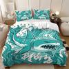Shark Bedding Set 2/3 Piece Sea Life Print Microfiber Duvet Cover with Zipper Pillowcase, Bedroom Decoration Gift for Boys